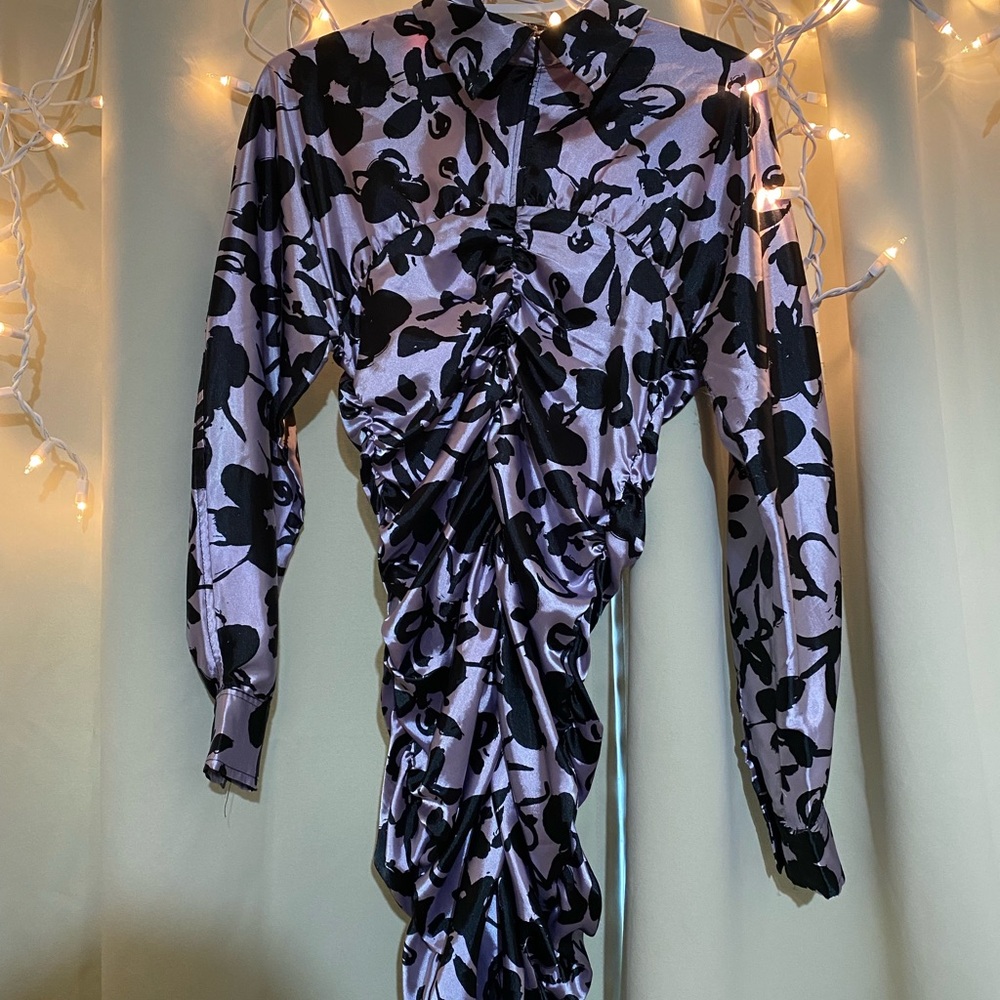 Black and Purple Ruched Dress